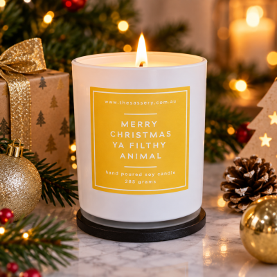 Merry Christmas Ya Filthy Animal Candle