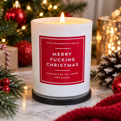 Merry Fucking Christmas Candle