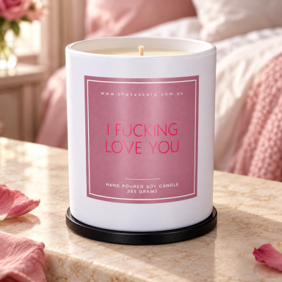 I Fucking Love You Candle - Square Label