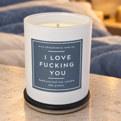 I Love Fucking You Candle - Square Label