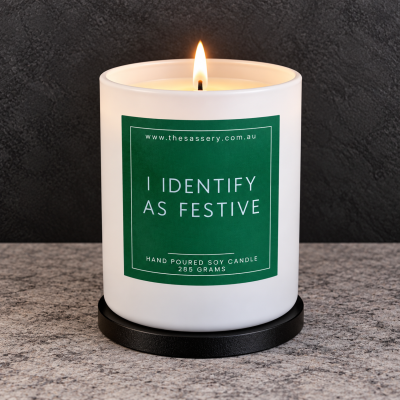 I Identify As Festive Candle